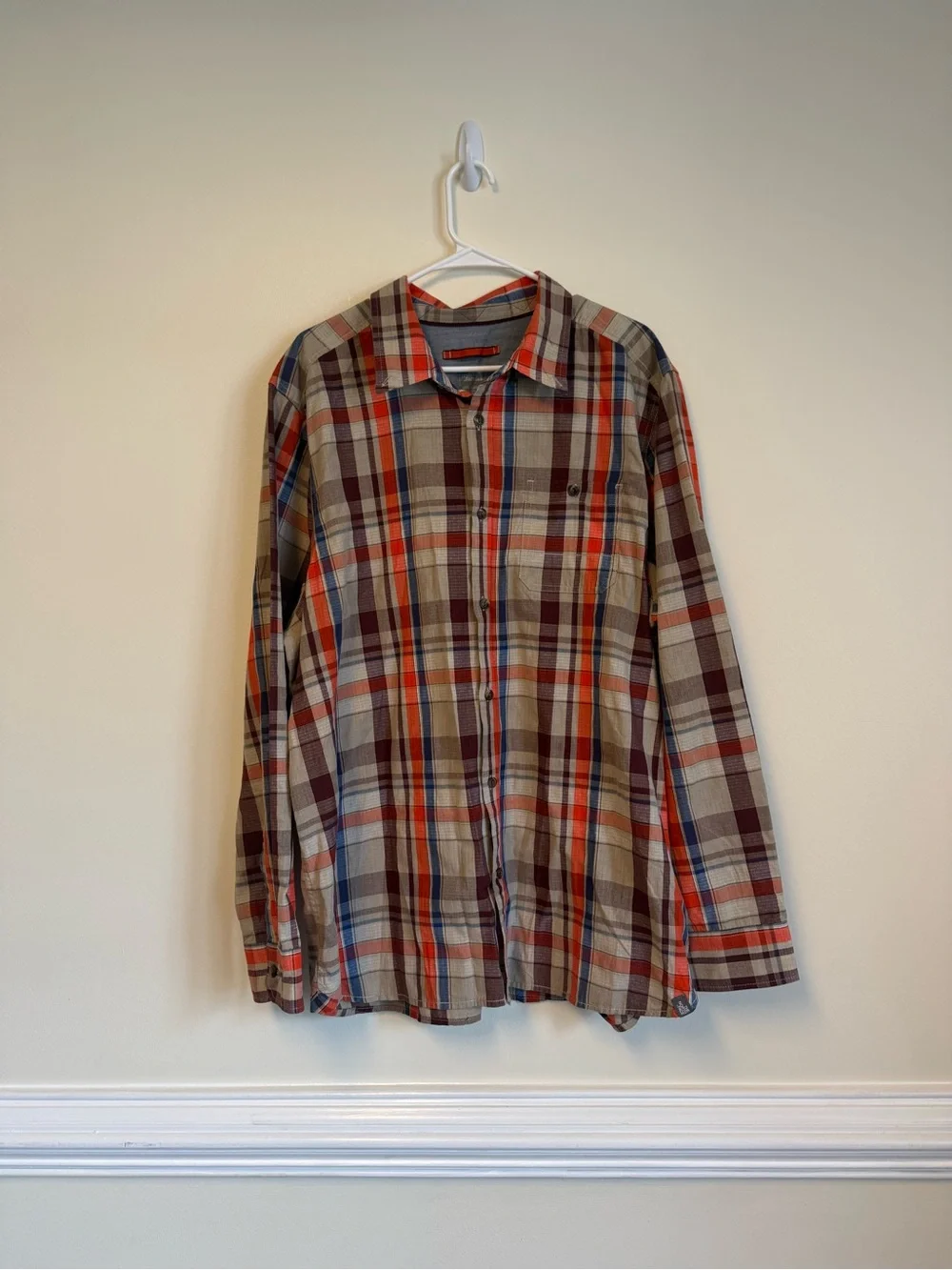 The North Face Men's Plaid Button-Down Shirt - Tan, Red & Blue